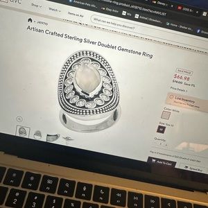Artisan crafted sterling silver doublet gemstone ring size 5
